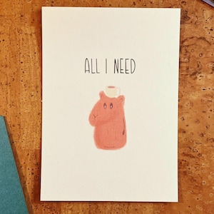 Postkarte A6 Coffee Capybara | Individuelles Papier | Nachhaltiger Digitaldruck