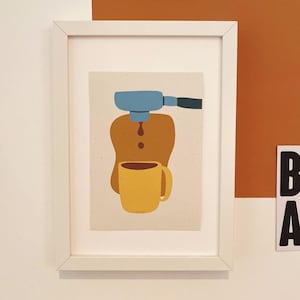 Siebträger Espresso Liebe Artprint Poster - Vintage Kaffee Wanddeko Küche - DIN A4 A5 - Minimalistisch Retro Design Kunstdruck