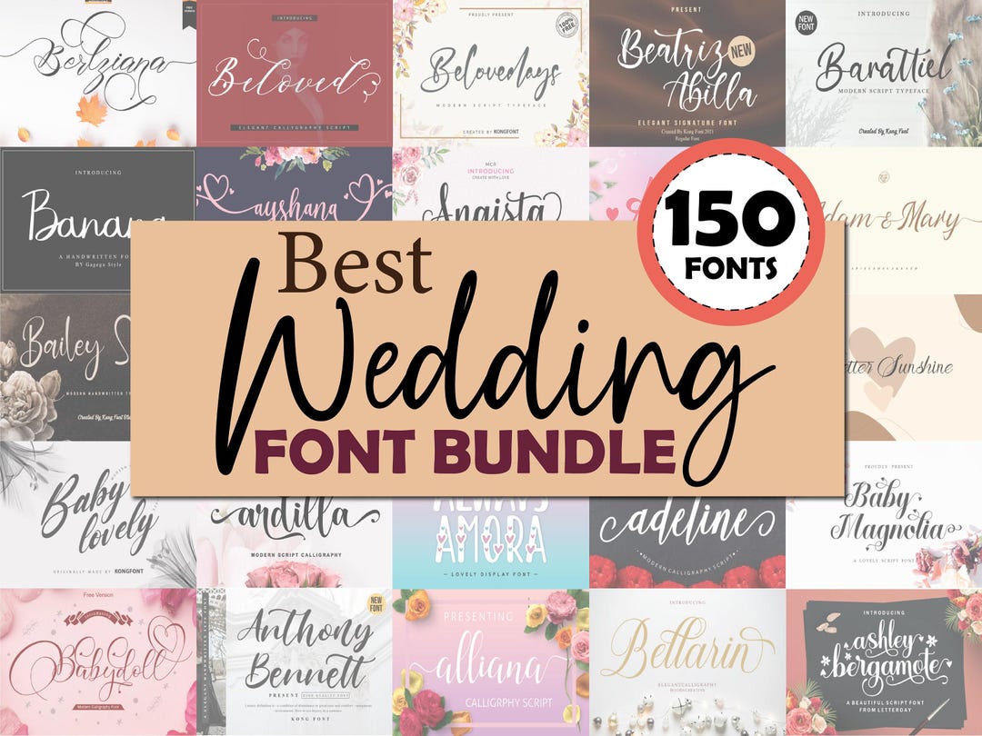 WEDDING FONT BUNDLE - Digital Fonts Bundle, Download Your Own Fonts ...