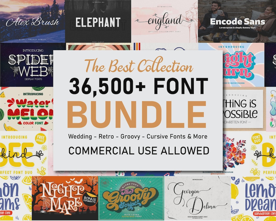 36,500+ Ultimate Font Bundle, Elegant Fonts Collection Pack for ...
