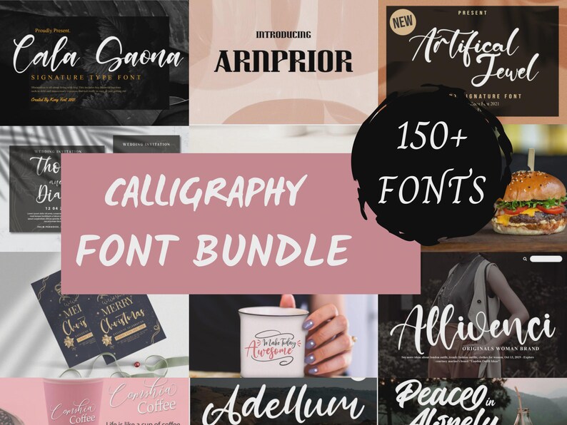 Calligraphy Display 50+ CALLIGRAPHY FONT BUNDLE - Digital Font Bundle, Download Your Own ...