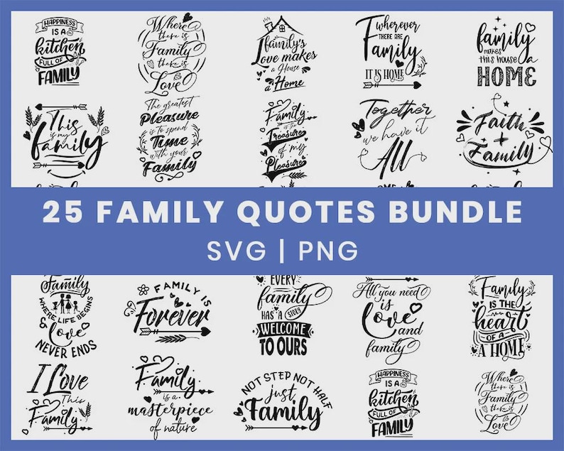 25 Family Quotes SVG Bundle, Family Sign, Farmhouse Decor Clipart, Home ...
