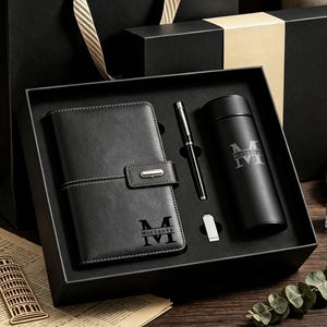 Ensemble de cahier personnalisé avec tasse et stylo, cadeaux pour employé de Boss, ensemble de carnets en cuir, cadeaux d'employé, cadeau d'entreprise