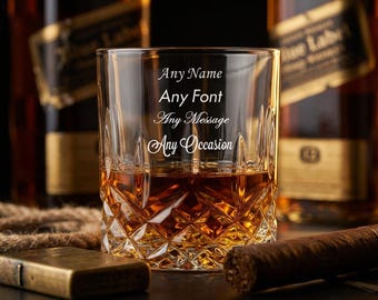 Customised Personalised Crystal Cut Whisky Glass Any Text Engraved /Birthday /Wedding Gift for Men