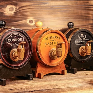 Personalized Engraved Whiskey Barrel - 1/3L Mini Oak Barrel|Groomsmen/Best Man Gift, Dad/Grandpa Birthday | Bourbon Home Bar Barware