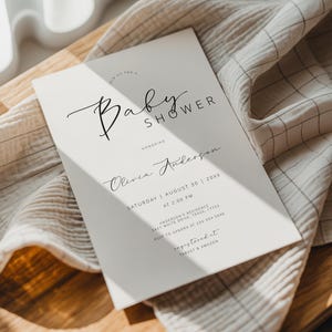 Modern Baby Shower Invitation Template, Minimalist Gender Neutral Invite, Boy Girl Invitation, Editable Instant Download, Printable, Digital