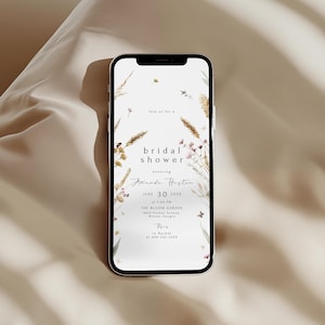 Wildflower Bridal Shower Evite Editable Invitation Template Digital Wildflower Garden Party Invite Electronic Boho Floral Shower E-vite