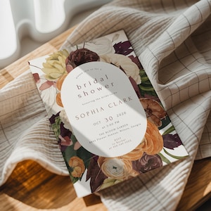 Fall Bridal Shower Invitation Editable Autumn Floral Invite Template Rustic Terracotta Bridal Shower Invite Customizable Instant Download