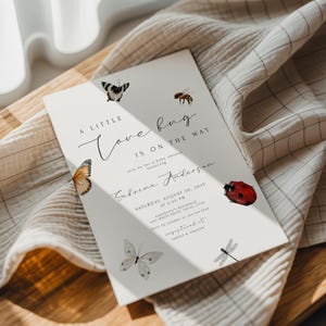Love Bug Baby Shower Invitation, Little Love Bug is on the way Invite, Editable Template, Gender Neutral, Ladybug Theme, Instant Download