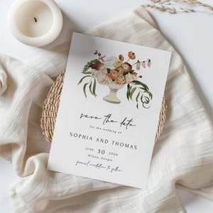 Rustikale Terrakotta Hochzeit Save The Date Vorlage Hochzeit im Herbst Sparen Sie unser Datum Bearbeitbar Digital einladen Boho Herbst Floral Sofort Download