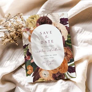 Terracotta Save the Date Template Editable Save the Date Cards Fall Save the Date DIY Wedding Save the Date Floral Autumn Instant Download