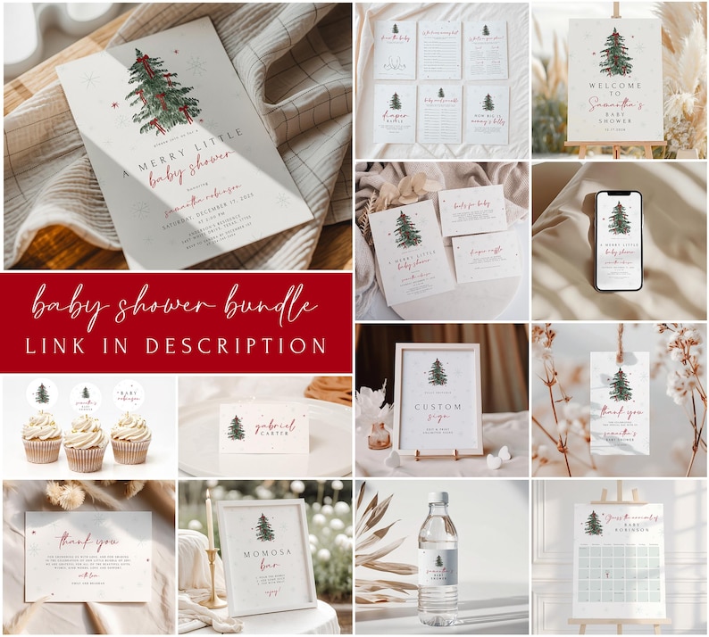 Christmas Baby Shower Invitation Red Bow A Merry Little Baby Shower Invite Editable Winter Baby Shower Invitation Template Santa Baby Shower image 5