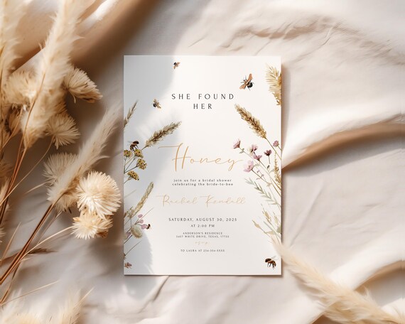 Bee Bridal Shower Invitation Editable She Found Her Honey Bridal Brunch Invite Template Wildflower Bride To Bee Wedding Shower Printable