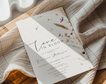 Wildflower Bridal Shower Invitation: Love in Bloom Invite Floral Template (Digital Download)