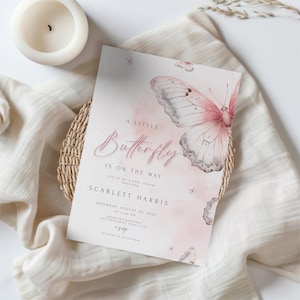 Butterfly Baby Shower Invitation Pink Purple Butterflies Baby Shower Invite for Girl Editable Template Butterfly Theme Instant Download