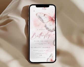 Butterfly Baby Shower Evite: Pink & Purple Electronic Invitation (Digital Download)