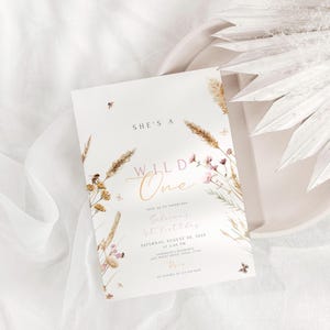 Wildflower Wild One 1st Birthday Invitation Floral 1st Birthday Invitation Template Editable Butterfly First Birthday Invite Printable