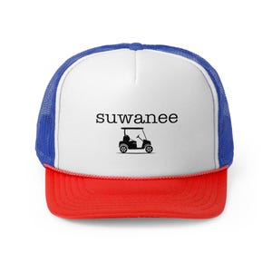 Czapka golfowa Suwanee Golf Cart Trucker, zabawna czapka outdoorowa, idealna dla miłośników golfa, idealny prezent, codzienne akcesoria letnie, niezbędny element podróży drogowej