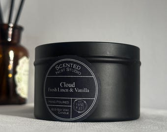 Kaars verse linnen en vanille sojawas - handgemaakt, veganistisch - blikje 100 ml/200 ml