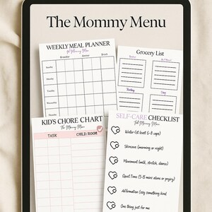 The Mommy Menu Printable Planner Kit | Weekly Meal Plan, Grocery List ...