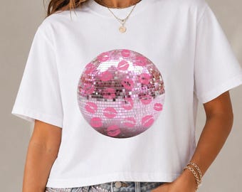 Comfort Colors® Disco Ball Kiss Boxy Cropped Shirt, Harry Inspired Together Concert Outfit, Tour Festival Shirt, Trendy Crop Top