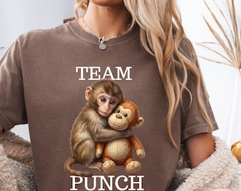Baby Monkey Punch Shirt, Comfort Colors Tee, Animal Lover Gift, Cute Monkey T-Shirt, Team Punch,Wildlife Shirt,Cozy Graphic Tee