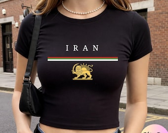 Iran Lion and Sun Baby Tee, Iranian Flag T-shirt, Persian Lion Shirt ,Iran Baby Tee,Javid Shah Iran Flag Tee