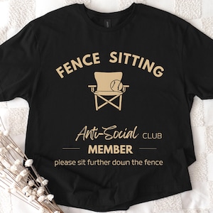 Baseball or Softball Fence Sitting Shirt, Funny Baseball Mom Dad Shirt, Anti-Social Baseball Tshirt, Fence Sitting Shirt, Anti-Social Club image 1