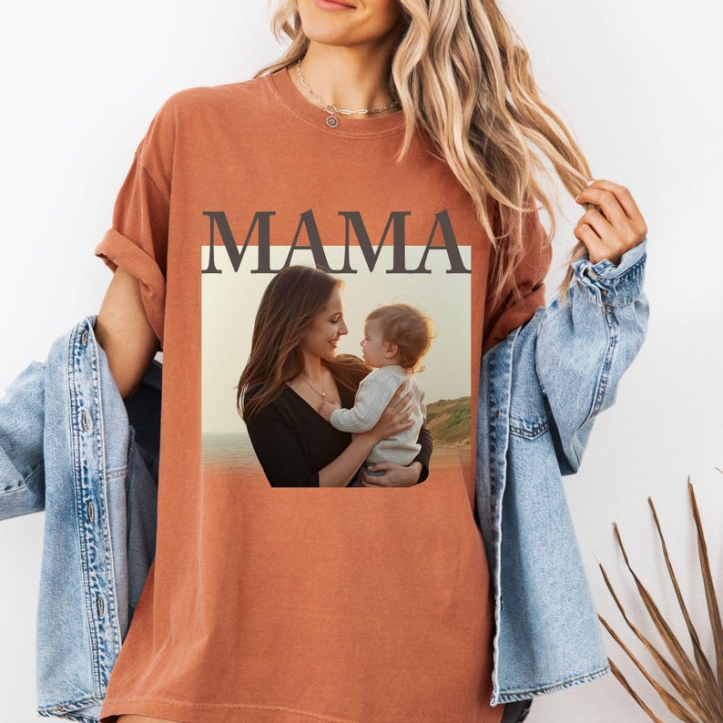 Custom Photo Mama Shirt,Vintage Mom Photo Shirt,Comfort Colors Shirt for Mom, Mothers Day Gift, New Mom Shirt, Grandma Gift image 9