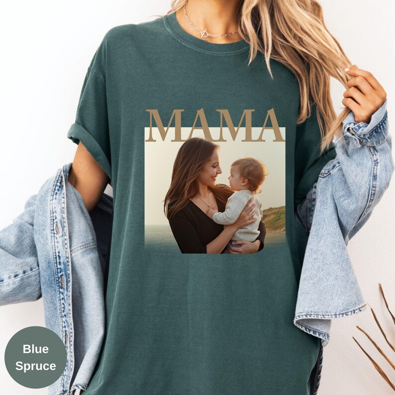 Custom Photo Mama Shirt,Vintage Mom Photo Shirt,Comfort Colors Shirt for Mom, Mothers Day Gift, New Mom Shirt, Grandma Gift image 4