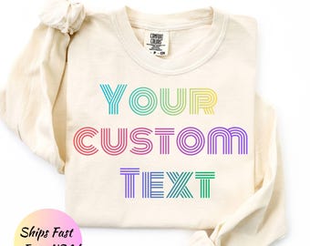 カスタムコンフォートカラー、パーソナライズロゴ長袖Tシャツ、カスタマイズされたコンフォートカラーTシャツ、カスタムロゴ長袖シャツ、カスタムテキストTシャツ