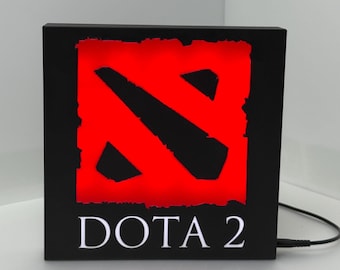 Lampe de bureau Dota 2 | Boîte lumineuse LED imprimée en 3D, cadeau pour gamer