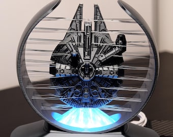 Nave Millennium Falcon – Luce fantascientifica stampata in 3D, decorazione da scrivania, allestimento spaziale, regalo unico per fan