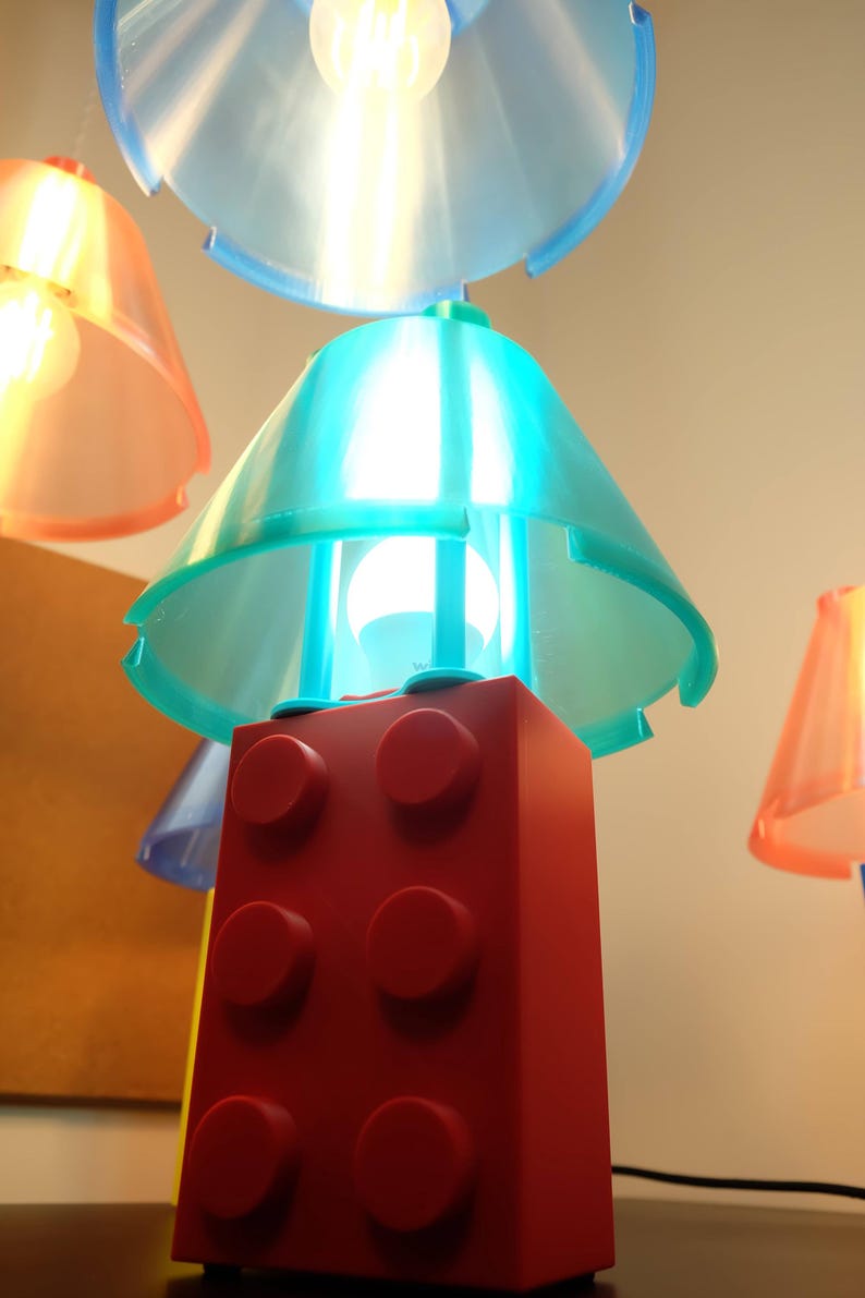 Lampe de bureau de style bloc de briques de construction | Lampe de chevet imprimée en 3D | Lampe de table imprimée en 3D | Lampe LED E27 | Décoration d'intérieur image 9