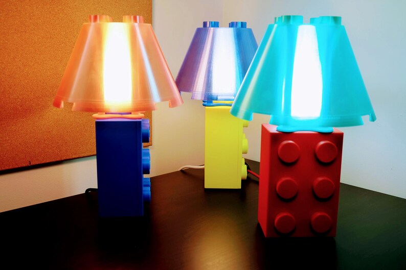 Lampe de bureau de style bloc de briques de construction | Lampe de chevet imprimée en 3D | Lampe de table imprimée en 3D | Lampe LED E27 | Décoration d'intérieur image 7