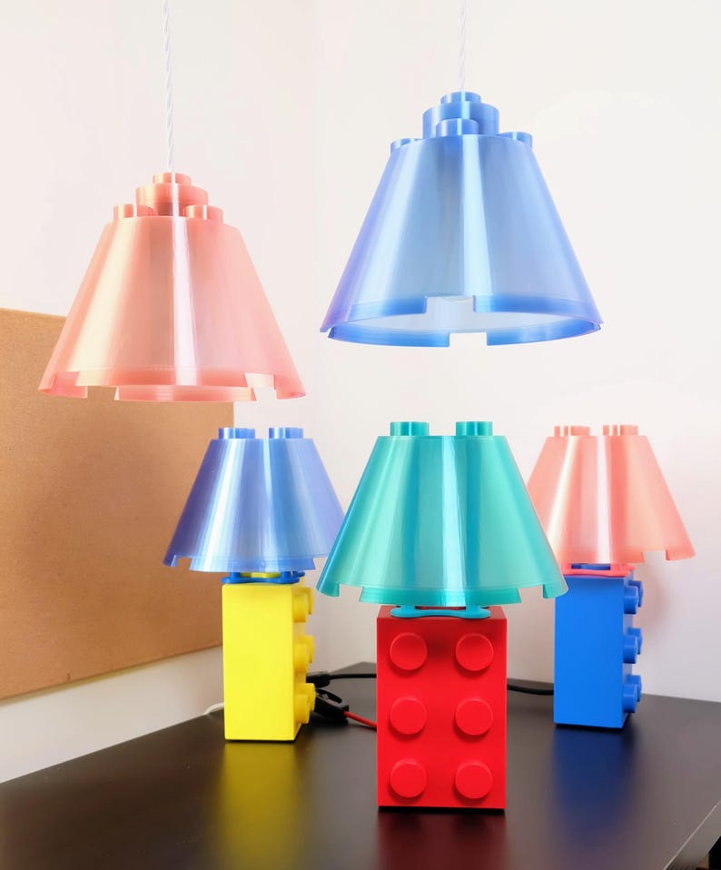 Lampe de bureau de style bloc de briques de construction | Lampe de chevet imprimée en 3D | Lampe de table imprimée en 3D | Lampe LED E27 | Décoration d'intérieur image 12