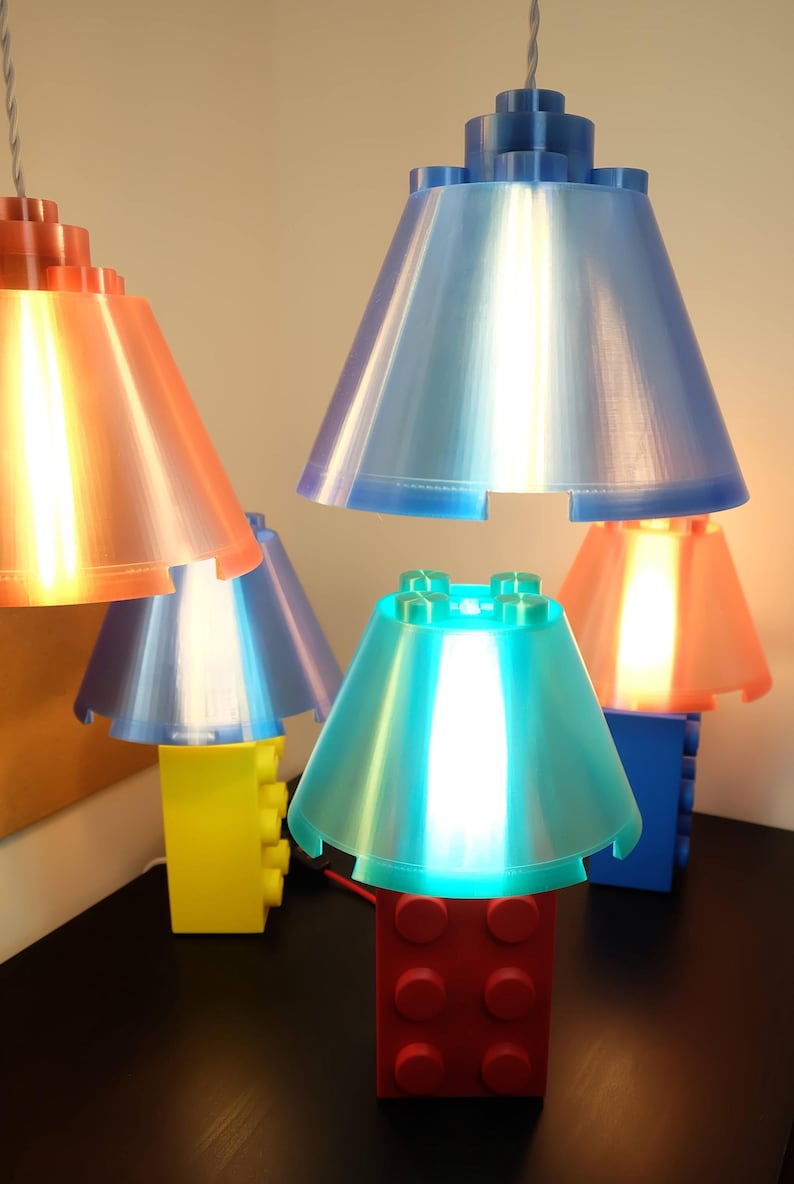 Lampe de bureau de style bloc de briques de construction | Lampe de chevet imprimée en 3D | Lampe de table imprimée en 3D | Lampe LED E27 | Décoration d'intérieur image 11