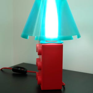 Lampe de bureau de style bloc de briques de construction | Lampe de chevet imprimée en 3D | Lampe de table imprimée en 3D | Lampe LED E27 | Décoration d'intérieur image 8