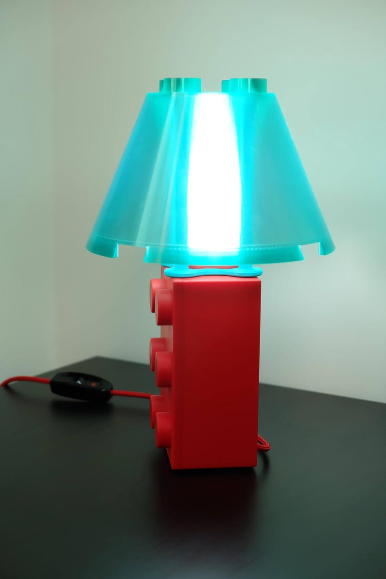 Lampe de bureau de style bloc de briques de construction | Lampe de chevet imprimée en 3D | Lampe de table imprimée en 3D | Lampe LED E27 | Décoration d'intérieur image 8