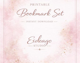 Juego de marcapáginas florales en acuarela rosa / Cozy Reader Descarga instantánea PNG