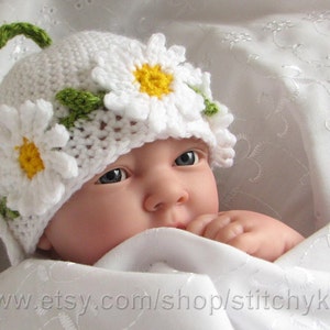 Crochet pattern for Daisy Chain hat in 4 sizes INSTANT DOWNLOAD .pdf image 1