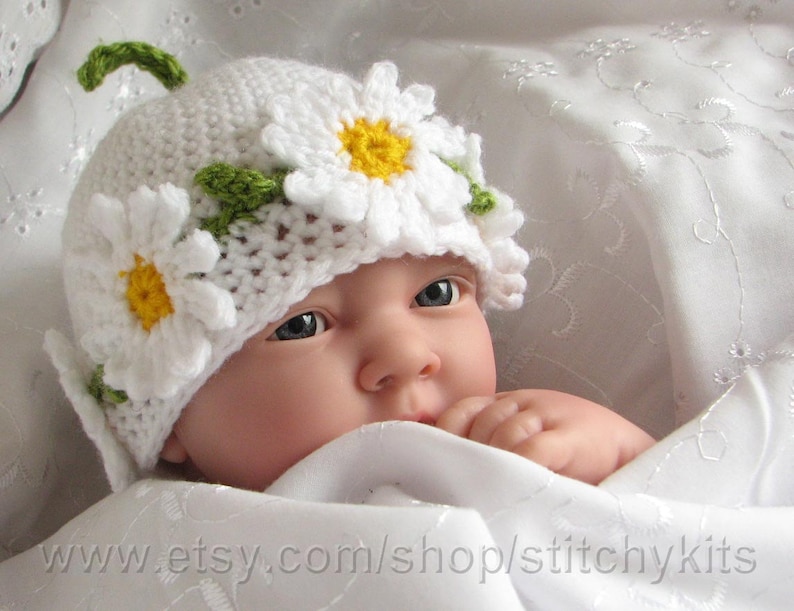 Crochet pattern for Daisy Chain hat in 4 sizes INSTANT DOWNLOAD .pdf image 1