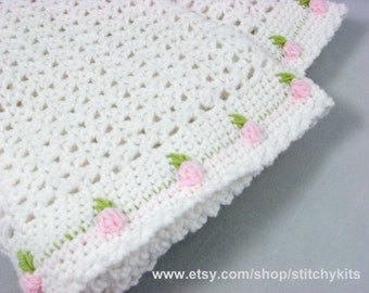 Crochet Pattern for Rosebud Baby Blanket - INSTANT DOWNLOAD .pdf