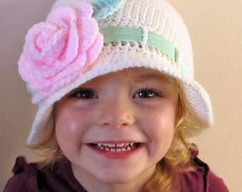 Crochet pattern for Rose Cloche hat in 4 sizes - INSTANT DOWNLOAD .pdf