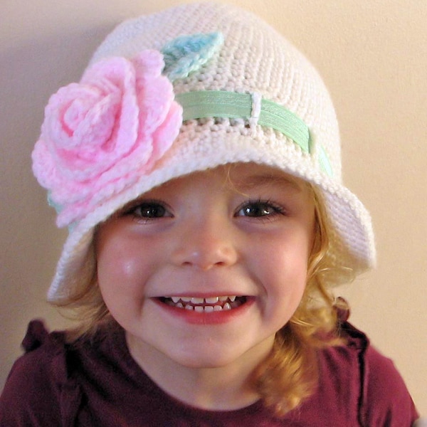 Crochet pattern for Rose Cloche hat in 4 sizes - INSTANT DOWNLOAD .pdf