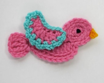 PATTERN:  Crochet Bird and flower appliques, pillow cover pattern - INSTANT DOWNLOAD .pdf