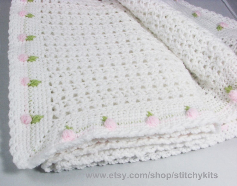 Crochet Pattern for Rosebud Baby Blanket INSTANT DOWNLOAD Etsy UK