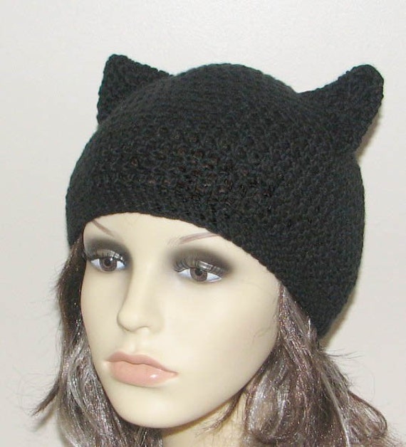 Crochet pattern for beanie hat with Kitty Cat ears INSTANT Etsy