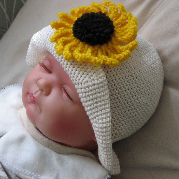 Crochet Pattern for Sunflower Hat in 4 sizes for baby & toddler - INSTANT DOWNLOAD .pdf