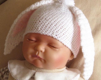 Crochet pattern for floppy bunny ears hat in 4 sizes - INSTANT DOWNLOAD .pdf